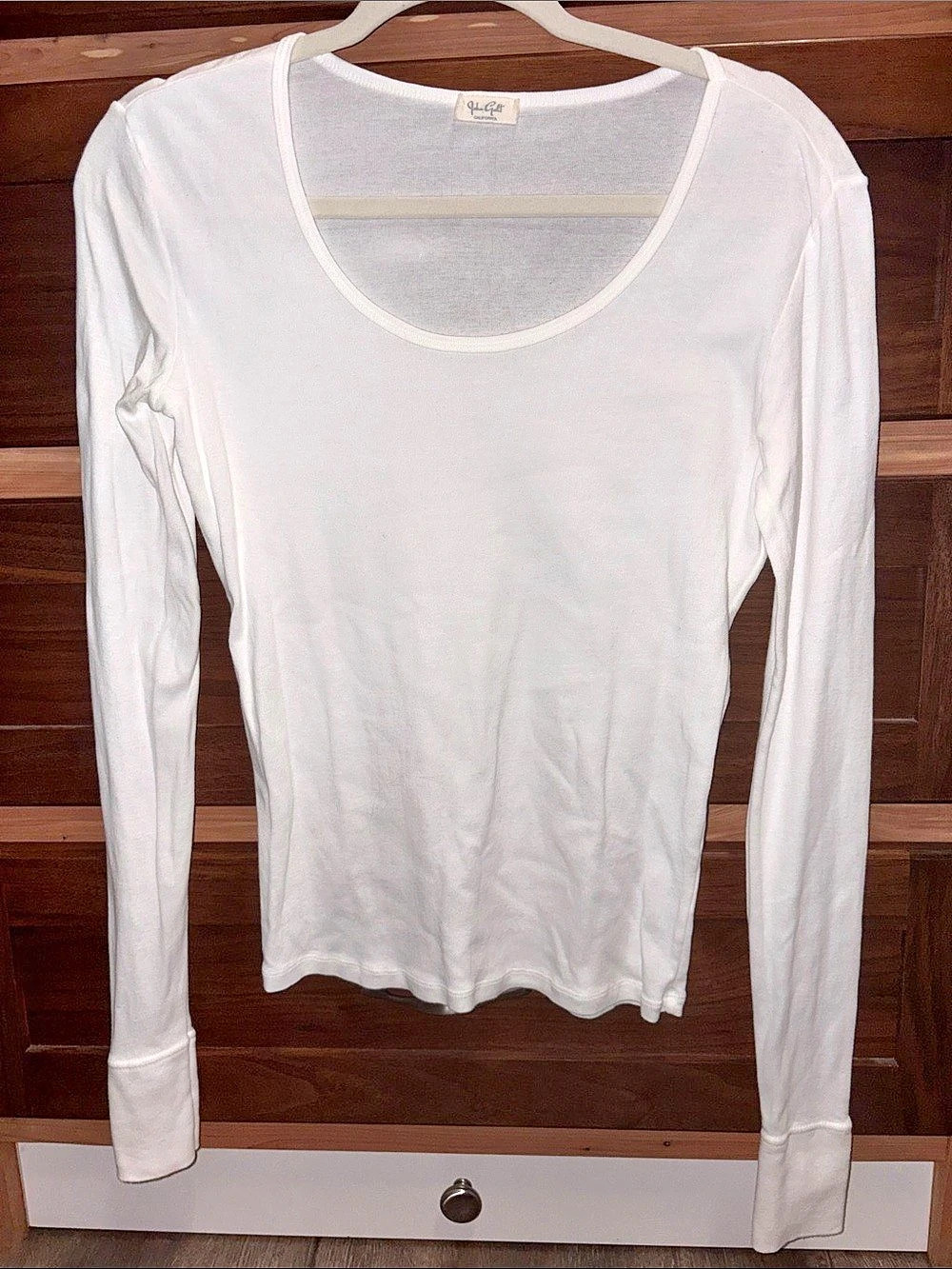 Brandy Melville White Long Sleeve Scoop Neck Tee